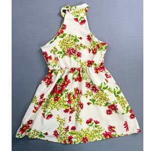 Audrey Floral Halter Dress‎ - Sleeveless, Elastic Waist - Size Small